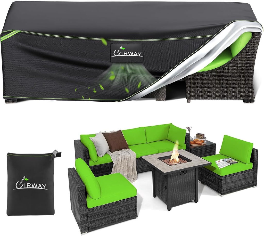 UIRWAY Patio Furniture Covers Waterproof, 84"L x 44"W x 28"H Outdoor Sectional Sofa Covers for Winter with Air Vent, 420D Heavy Duty Outdoor Coffee Table Chair Cover Rectangular with Reflective Strips