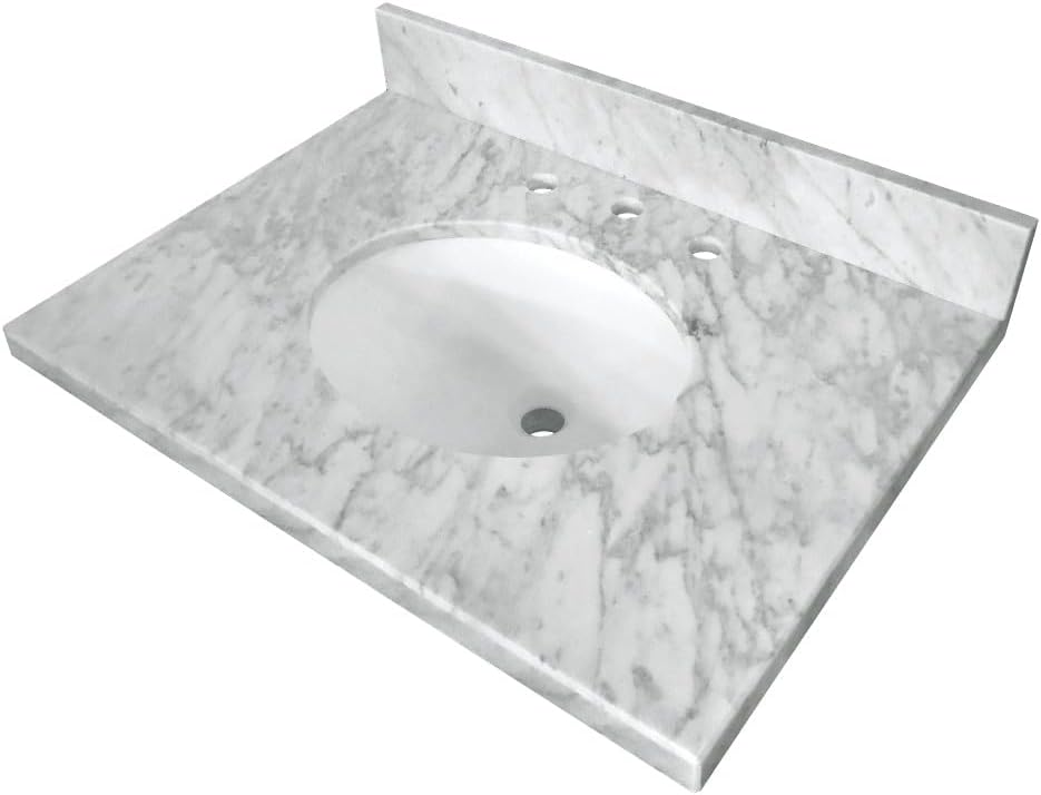 Kingston Brass KVPB3022M38 Fauceture Templeton Vanity with Tops with 17" x 14" Undermount Sink, 30" L x 22" W x 12-1/4" D, Carrara Marble White