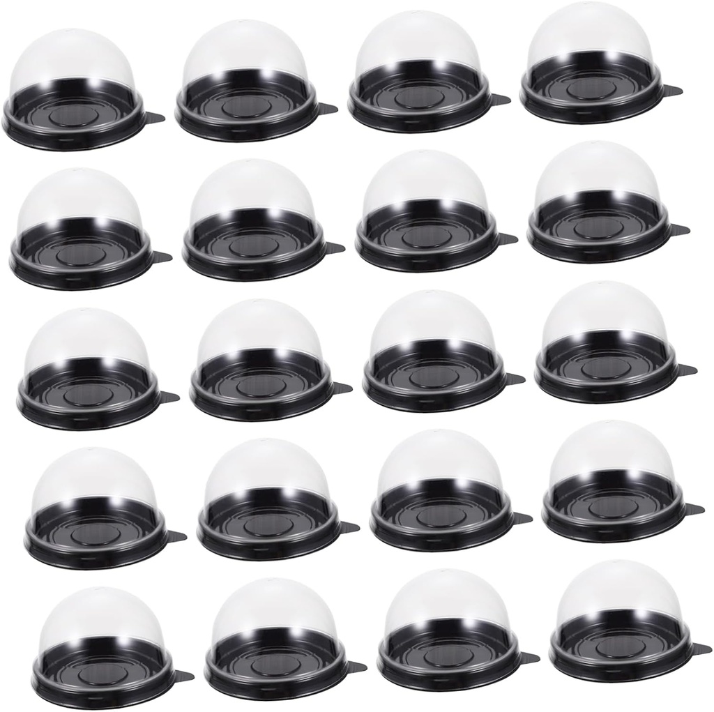 GLEAVI 100pcs Round Cupcake Boxes Handle for Wedding Birthday Party Moon Cake Cases Dessert Boxes