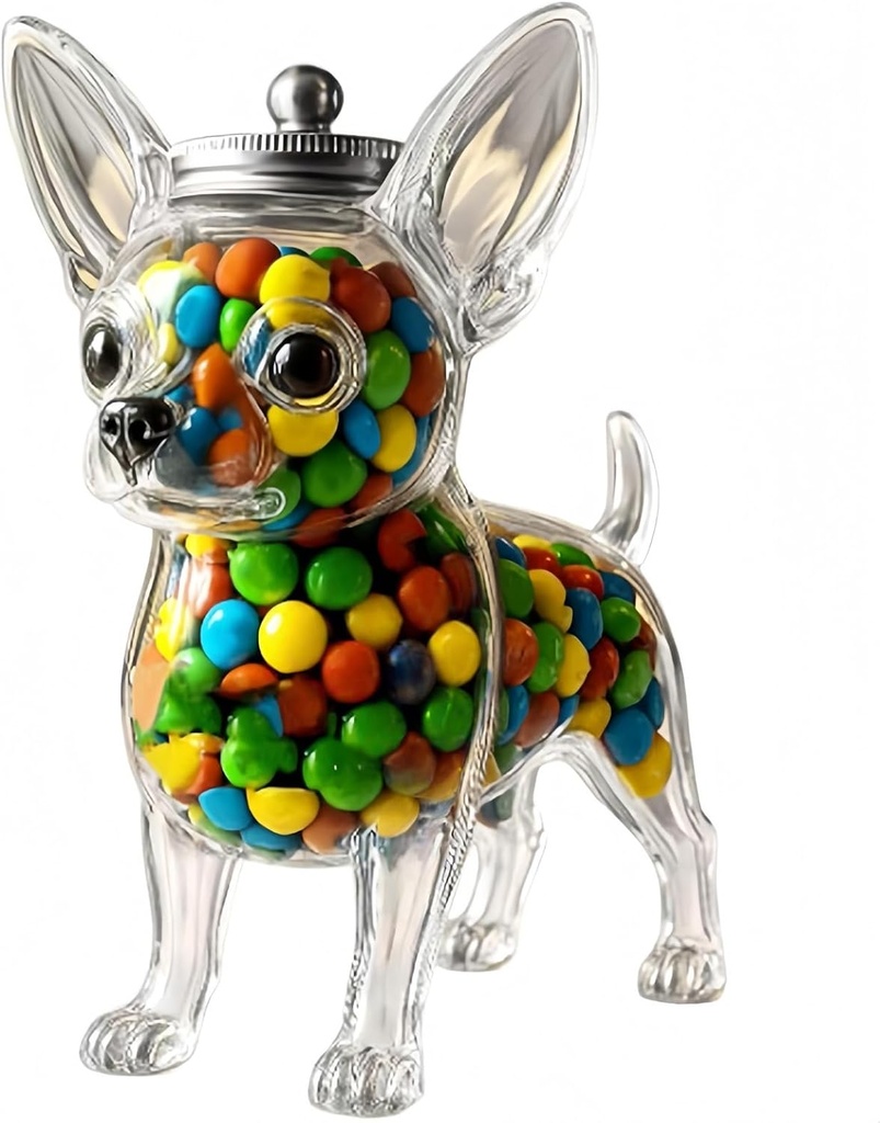 Chihuahua Candy Jar, Cute Airtight Dog Snack Container for Cookies, Candy, Pet Treat Jar, Coffee Pods, Cookie Jar with Lid, Dog Shaped Food Storage Kitchen Canister