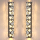 8 Light Modern Concise G9 Base Polyhedral Crystal Shade 2 Pack Wall Sconce Light Fixtures,Black Finish for Bathroom,Bedroom Living Room Bedside