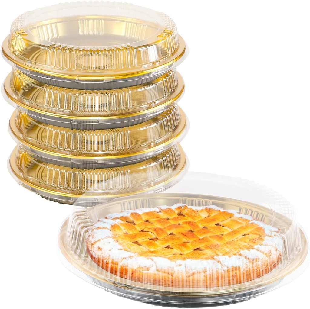 5 Pcs 12'' Plastic Disposable Pie Containers with Clear Lid Disposable Round Pie Keeper Dessert Containers Pizza Boxes for Storing Baking Meal Prep
