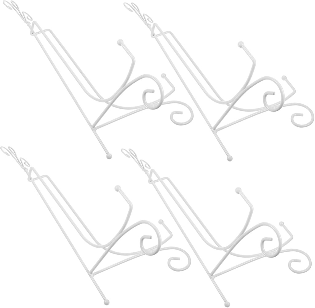 4pcs Plate Display Stands Lightweight Iron Holders for Showcasing Plates Frames and Art for Home Office and Gallery Use Geometric Design
