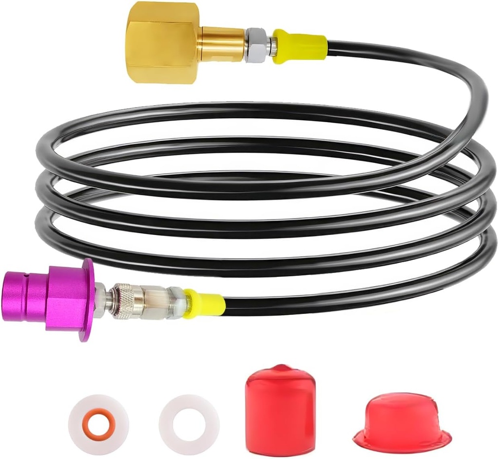Soda Machine Co2 Adapter with 60inch Hose, Soda Maker Co2 Tanks Connector Filled from 5lb/10lb Co2 Tank Directly,Compatible with Duo/Terra/Art/E-Duo/E-Terra/Crystal 3.0/GAIA/AQUA FIZZ Pink Cylinder