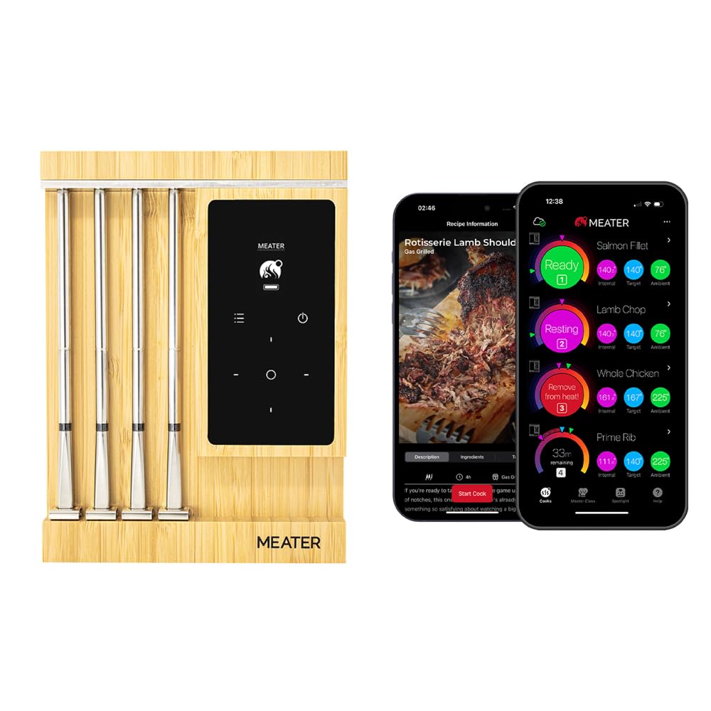 MEATER Pro XL: Wireless Smart Meat Thermometer | 4 Multi-Sensor Probes | Bluetooth & WiFi | 1000°F Heat Resistance | Certified Accuracy for BBQ, Oven, Grill, Smoker, Air Fryer, Deep Fryer, Sous Vide