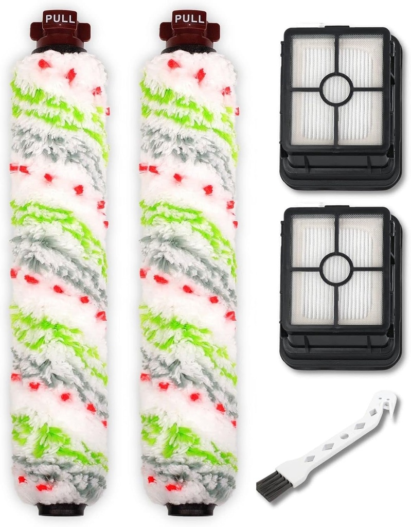 Replacements Part Compatible with BISSELL CrossWave Wet Dry Vacuum, CrossWave PET PRO and CrossWave Cordless Accessories (2 Multi-Surface Pet Brush Rolls+2 Filters)