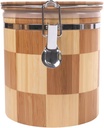 Hinged Cylindrical Bamboo Container - 6" x 5.25" - Checkered - 1 Unit