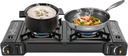 Cooktops, Camping Stove 2 Burners, Gas Stove, Portable Lightweight Dual Burner Cooktop Buffet, Black, Gas Cooktop Double Burners Stove, for RV, Apartments, Outdoor, with Storage Case