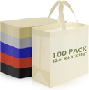 Reginary Reusable Totes Bags - 100 Pcs Non Woven Grocery Handle Bags for Shop Events & Retail Store(Multicolor)
