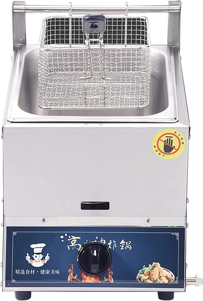 Commercial Countertop Deep Gas Fryer, Countertop Tabletop Liquefied Petroleum Gas LPG Gas Deep Fryer W/Basket And Lid, Easy Clean(10L/10Lx2)