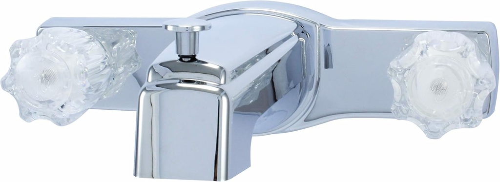 Wasserman Offset Mobile Home Tub Faucet spout, 8 inch Tub Spout with Diverter, Double Handle Shower Faucet, Chrome, 3 Hole, Bathtub Faucet for Mobile Home, Trailer House, Campers, Motorhome