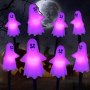 Lightess Outdoor Halloween Light Set - 8 Solar-Powered Ghost-Shaped LED Lights, Waterproof, Energy-Efficient, Stake-Mounted, Multi-Functional Flashing, purple, 9950167