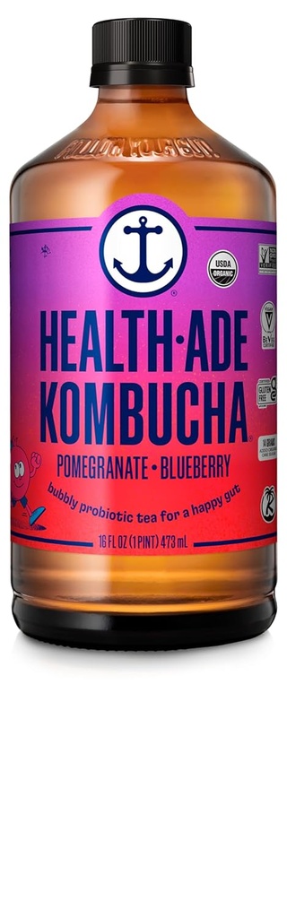 HealthAde Pomegranate Kombucha Bottle, 16 fl oz