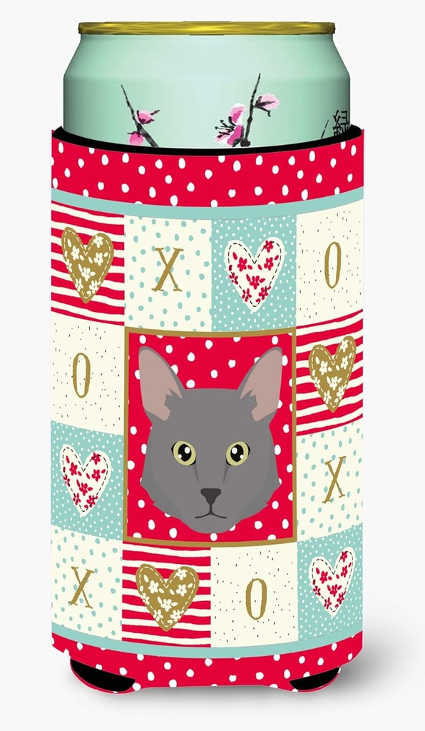 Caroline's Treasures CK5136TBC Nebelung Cat Love Tall Boy Hugger, Red Can Cooler Sleeve Hugger Machine Washable Drink Sleeve Hugger Collapsible Insulator Beverage Insulated Holder