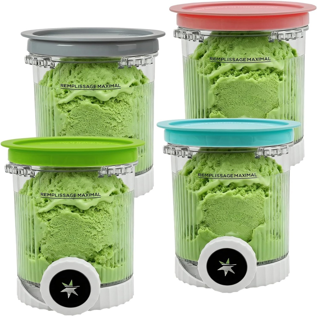 for Ninja Swirl by CREAMi Pints and Lids - 4 Pack, Replacement Containers Pints Cups Compatible with NC700 NC701 Series Ninja Swirl Ice Cream & Soft Serve Makers, BPA-Free & Dishwasher Safe