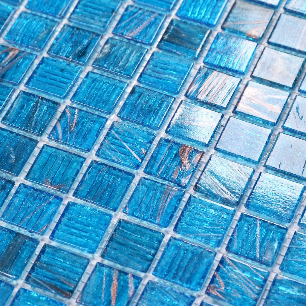 11.5sqft Azure Blue Mosaic Tile for Pool, Bathroom Wall, Floor and Backsplash - Glue Down, Kitchen Backsplash, Shower Accent, Garden, Restaurants, Hotels, Laundry (10pcs, Azure Blue)