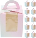 Alipis 50pcs Small Cake Boxes Transparent Window Mousse Bakery Cake Display Containers for Weddings Birthdays Cupcake Parties Food-safe Packaging for Desserts
