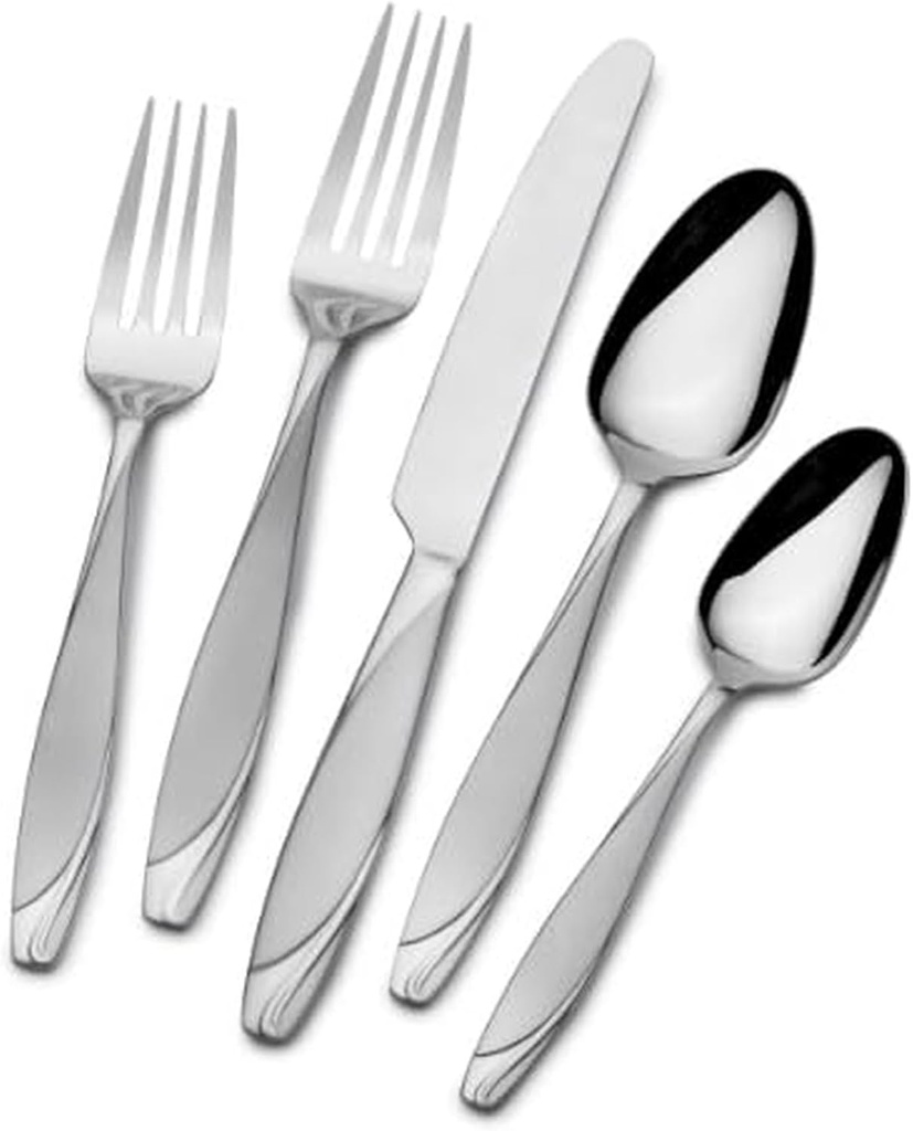 Gourmet Basics by Mikasa 5123292 Lunea Frost 20-Piece Stainless Steel Flaware Set, Service for 4