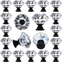 DEELF 26 Packs Kitchen Cabinet Knobs, 30 mm Crystal Cabinet Knobs, Diamond Dresser Handle Drawer Pulls, Dresser Knobs for Cabinets and Drawers, Black Base