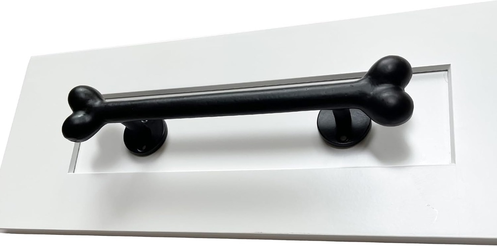 – 10” Dog Bone Handle - Animal Farmhouse Style Cabinet Pull - 10” Rustic Black Iron Vintage Dresser & Door Knob Handle- Includes All mounting Hardware - HN710 (2)
