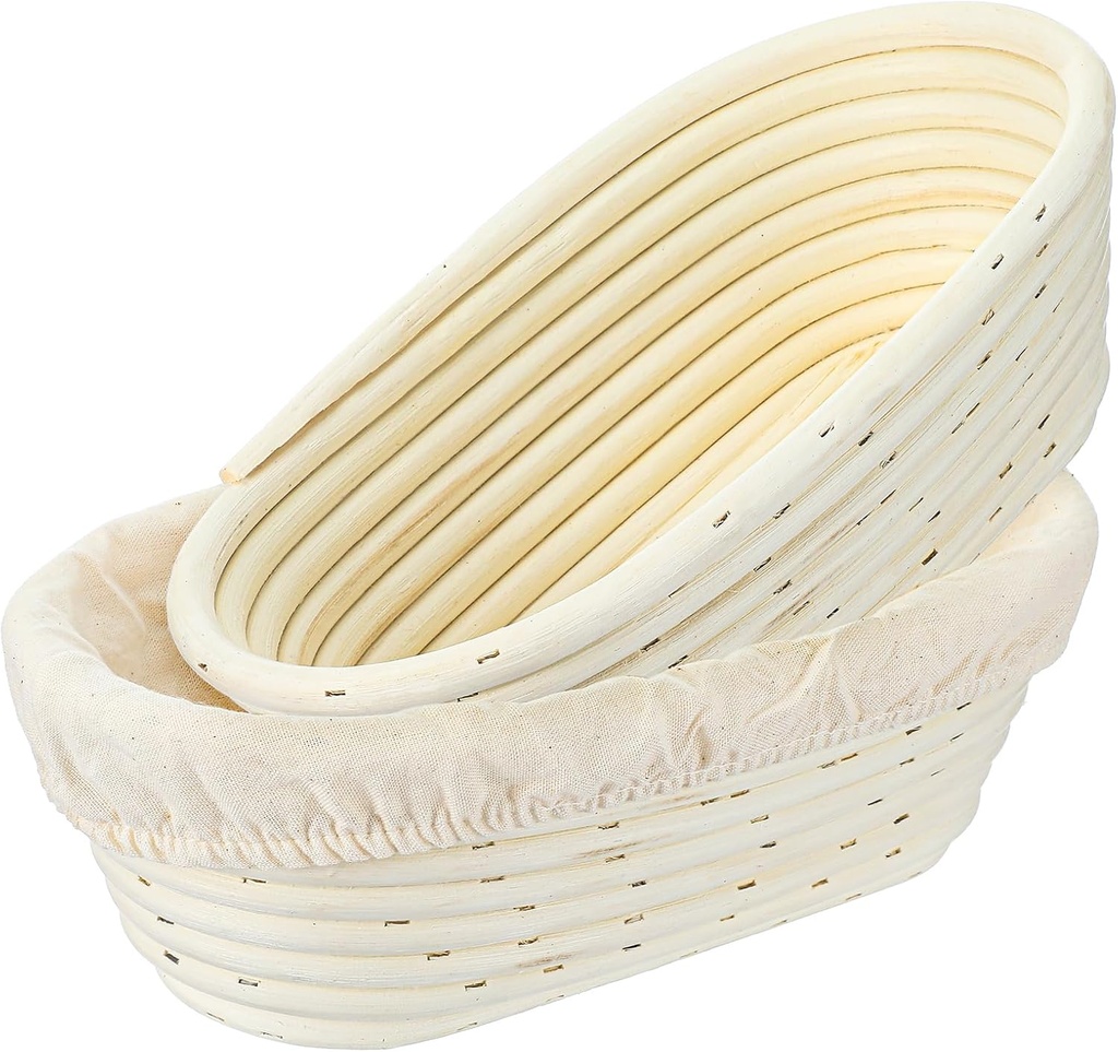 2 Pcs Banneton Bread Proofing Basket, Sourdough Proofing Bread Basket, 10 inch Round Proofings Bowls with Liners for Professional & Home Artisan Sourdough Breads Baking Supplies