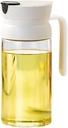 Olive Oil Dispenser Bottle for Kitchen - 20 OZ Leakproof Glass Condiment Container with Auto Flip Pull Cap, Non-Drip Spout & Non-Slip Handle for Soy Sauce, Vinegar and More (Gray)