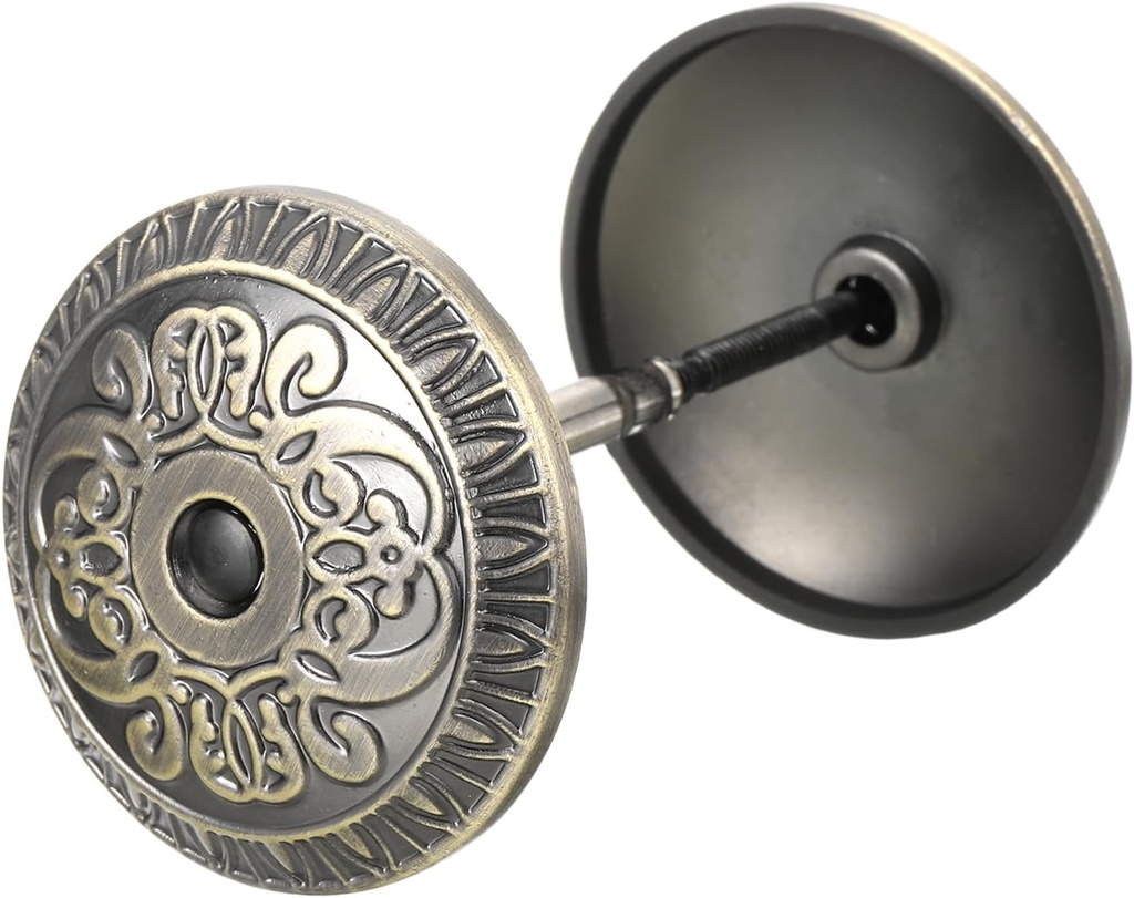 PATIKIL Door Hole Cover Plate, 2 Inches Zinc Alloy Flower Round Deadbolt Cover Plate Door Reinforcement Plate for Door Hole Filling (Chrome Plated)