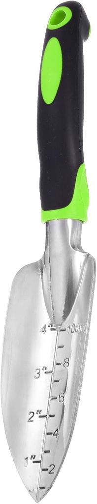 HARFINGTON Garden Hand Shovel 11.81 x 2.16 Aluminum Depth Marks Transplanting Trowel with Handle Garden Tools for Gardening Weeding Planting, Green