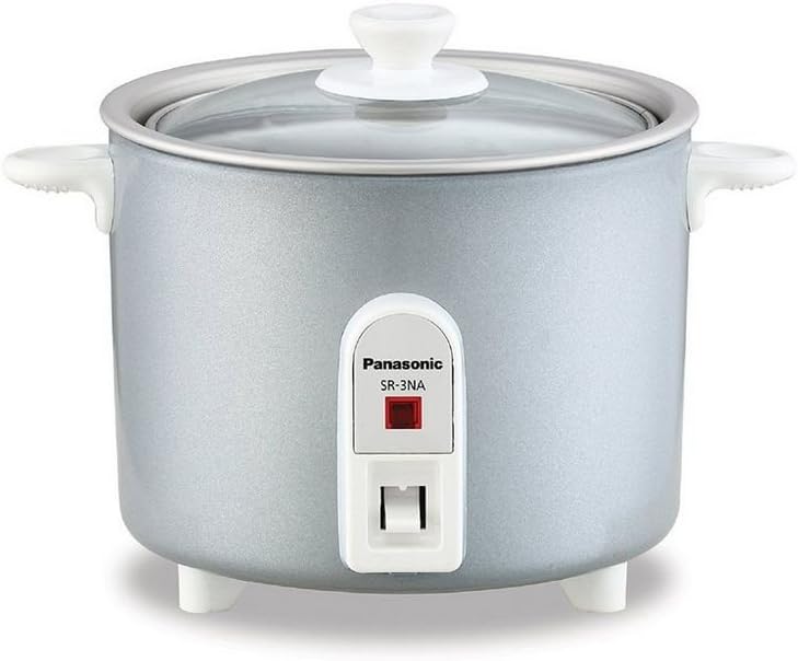 Panasonic Rice Cooker, Steamer & Multi-Cooker, 3-Cups (Cooked), 1.5-Cups (Uncooked), SR-3NAL – Silver
