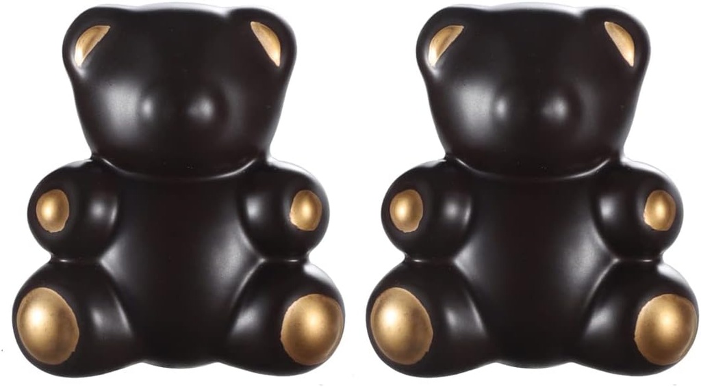 Ceramic Cabinet Knobs Door Furniture Handles Modern Knobs and Handles Kids Room Drawer Dresser Knob 2PCS (Lovely Teddy Bear, Brown)