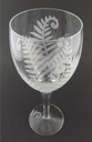 Hand Etched Italian Crystal Goblet Sandblasted (Sand Carved) Handmade Wine Water Glass Engraved (Ferns Leaves, 340 Milliliter (11.5 Ounce) White Wine)