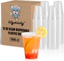 Lilymicky 1000 PACK 12 oz Clear Plastic Cups, Cold Disposable Party Drinking Cups for Parties, Picnic, BBQ & Events