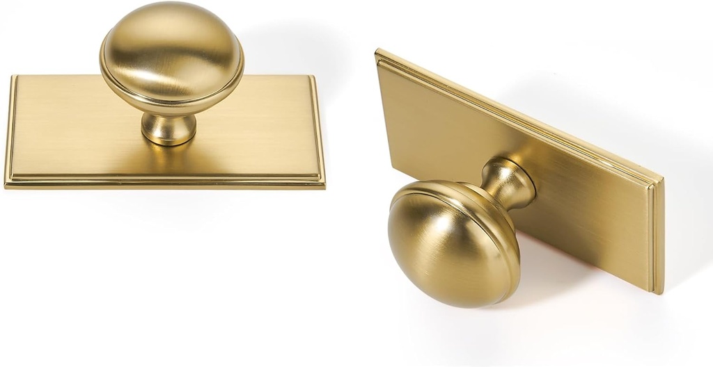 SAILING 10 Pack Cabinet Knobs- Champagne Bronze Single Hole Square Base Plate Drawer Handles Cabinet Handles Kitchen Bedroom Dresser Drawer Handles