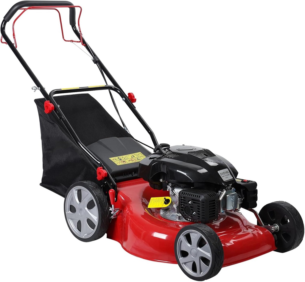 Self Propelled Gas Lawn Mower,141cc OHV Engine with Air Cooling, 20" Steel Deck, 3-in-1 Cutting System, 8-Level Height Adjustment, 20L Grass Catcher, Foldable Design Red (US Fast Arrival)