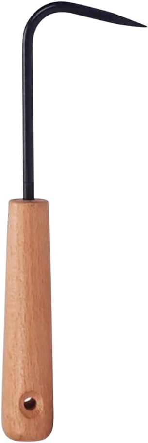 GSHLLO Hand Manual Weeder Weed Puller Remover Tool Small Hand Garden Weeding Tool Lawn Yard Gardening Tool with Wood Handle for Home Outdoor
