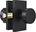 Matte Black Door Knobs Interior with Lock, Heavy Duty Modern Privacy Rectangle Door Knob Door Handles for Bathroom, Bedroom, Hall and Closet (Matte Black)