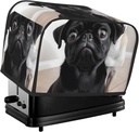 Cute Black Pug Dog 2 Slice Toaster Covers Dustproof Splash-Proof Bread Machine Cover Fingerprint Protectors Small Washable Kitchen Appliance Cover Universal Size