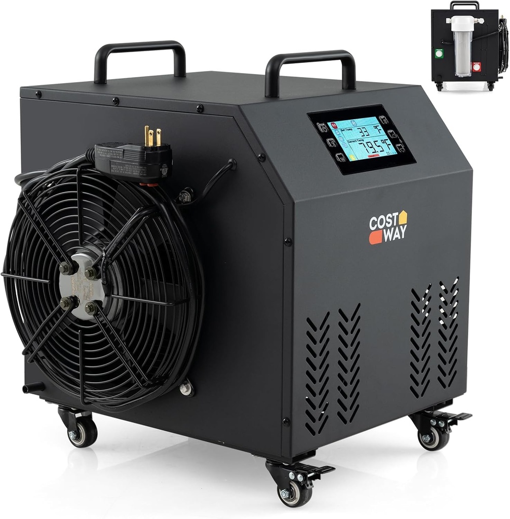 COSTWAY Ice Bath Water Chiller for Cold Plunge Tubs, 4/5 HP Cold Plunge Chiller with Built-in Pump & Compressor, 2 Filters, WiFi Control and 3 Hoses Included, Recovery Chiller for Ice Bath Tub