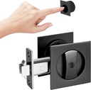 Black Pocket Door Hardware, 2 3/8" Backset, Zinc Alloy Heavy Duty Square Matte Black Pocket Door Lock, Solid Sliding Pocket Door Handle(1 Pack)