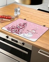 Christmas Countertop Burners Protection Mats for Kitchen, Christmas Tree Snowman Snowflakes Winter Pink Rubber Stove Top Cover Mat, Heat Proof Mats Cooktop Cover for Counter Dish Drying Mat, 31"x24"