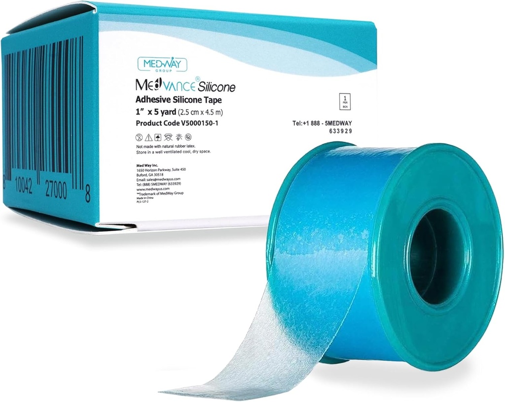 MedVance Soft Silicone Tape with Perforation for Easy Cut Size - 1" Width (1 Pack, 5 Yards)