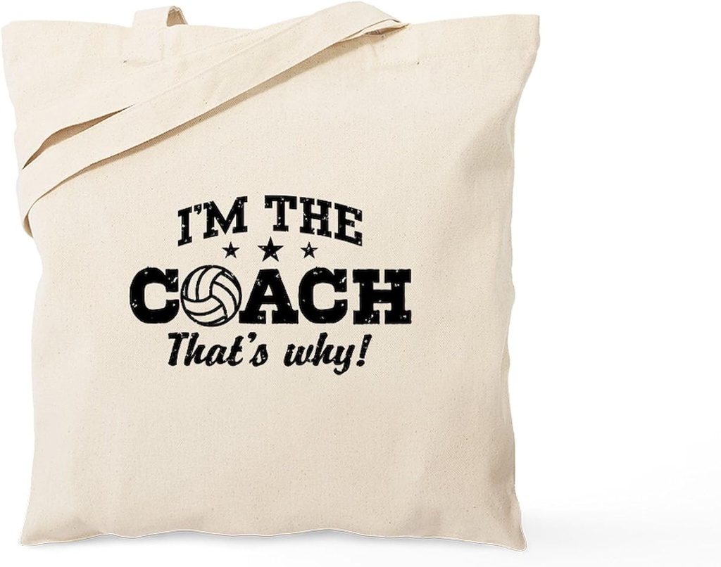 CafePress Volleyball Coach Tote Bag Natural Canvas Tote Bag, Reusable Shopping Bag