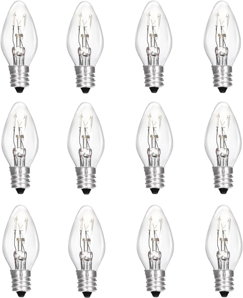 12 Pack Scentsy Light Bulbs 15Watt 120V Wax Warmer Bulbs C7 Replacement Bulb Dimmable Salt Lamp Bulbs with E12 Base for Night Light, Candle Warmer