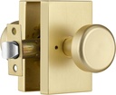 Gold Door Knobs,Interior Door Handles for Bath & Bed, Satin Brass Heavy Duty Door Knob with Lock