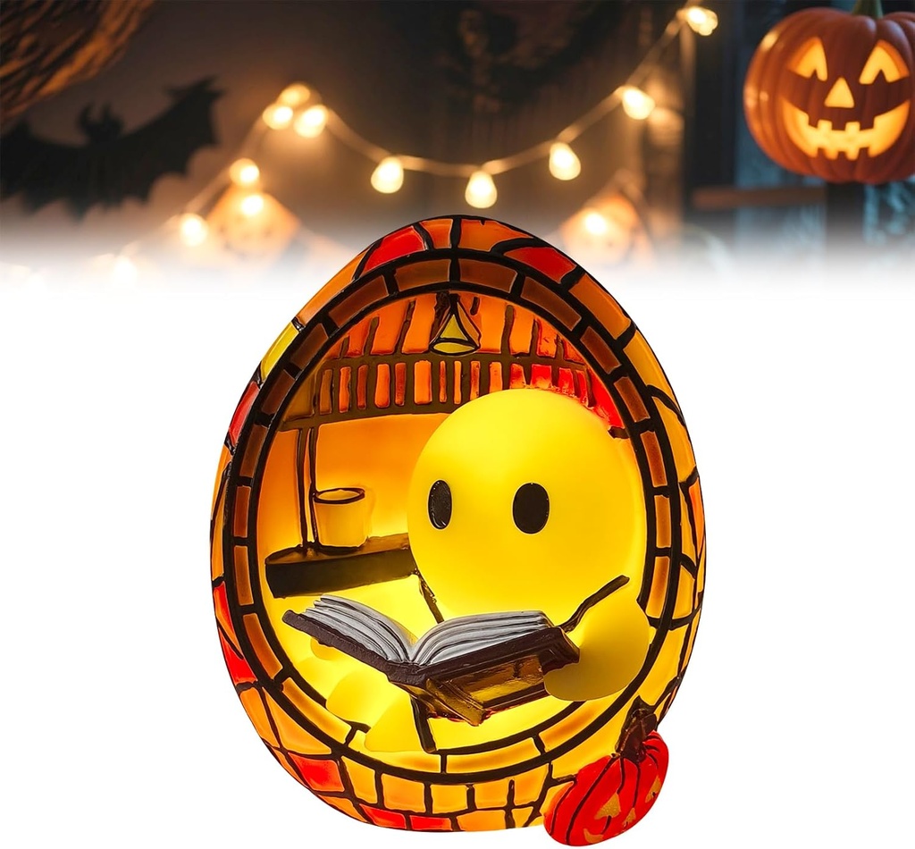 Halloween Party Ghost Reading Book Lamp, Halloween Ghost Night Light, Cute LED Lamp for Bathroom Decor, Ghost-Themed Bathtub Lamp for Halloween Party or Gift (1pc Small Size)