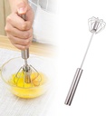 Semi Automatic Whisk,2024 New Egg Beater,Egg Mixer Spinner,Made Of 304 Stainless Steel,Press Down And It Will Automatically Rotate 360°,Saving Time And Effort (10 inch)