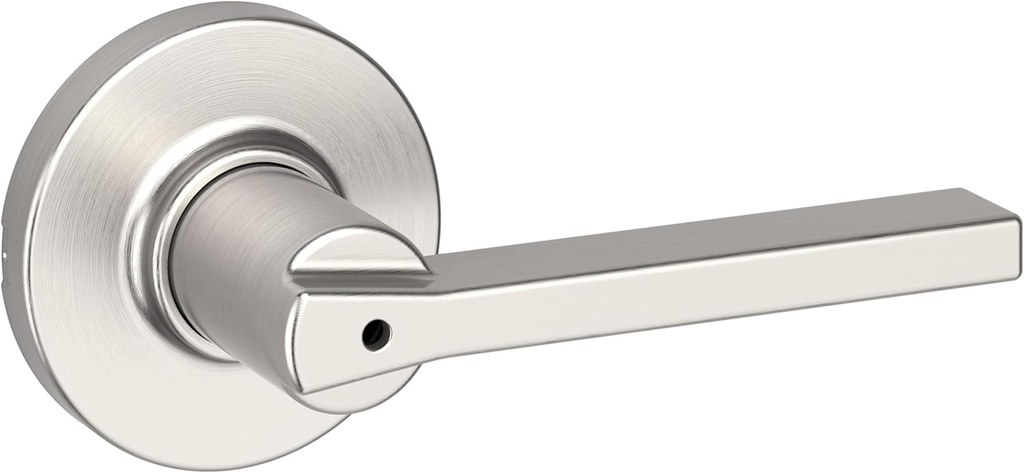 Kwikset Casey Interior Privacy Round Door Handle with Lock, Door Lever for Bathroom and Bedroom, Satin Nickel Reversible Keyless Turn Lock, with Microban Protection