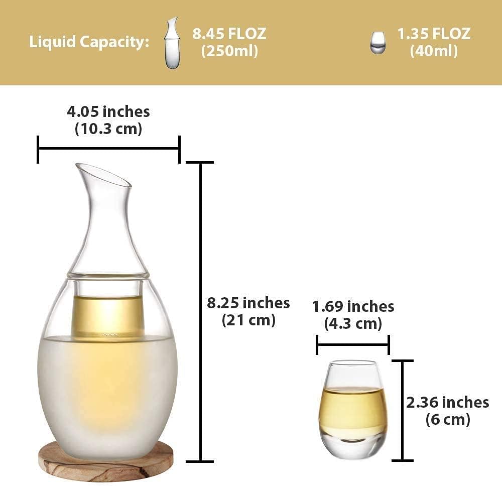 Fine Japanese, Glass Sake Borosilicate Set, Sake Decanter Sake Bottle for Keeping Liquid Warm or Cold Traditional Hand Painted