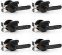 KNOBWELL 6 Pack Black Door Handle Interior, Privacy Door Handles for Bedroom/Bathroom, Matte Black Door Knob with Lock Heavy Duty 2.07 lb One Lever