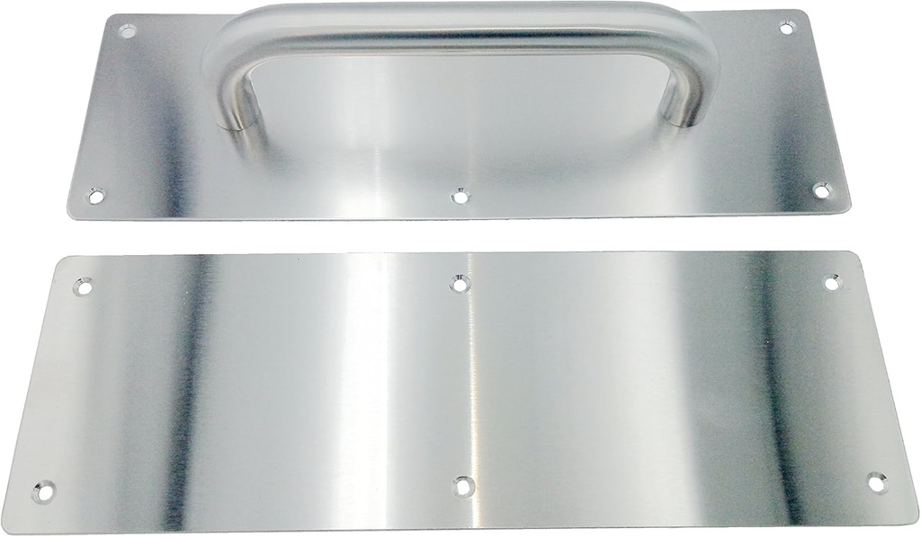 VRSS 304 Stainless Steel Satin Finish Door Push Pull Handles, 100mm Width x 300mm Height x 1.2mm Thick, 180mm Hole to Hole, 200mm Handle Length, 19mm Pull Diameter 1 Set